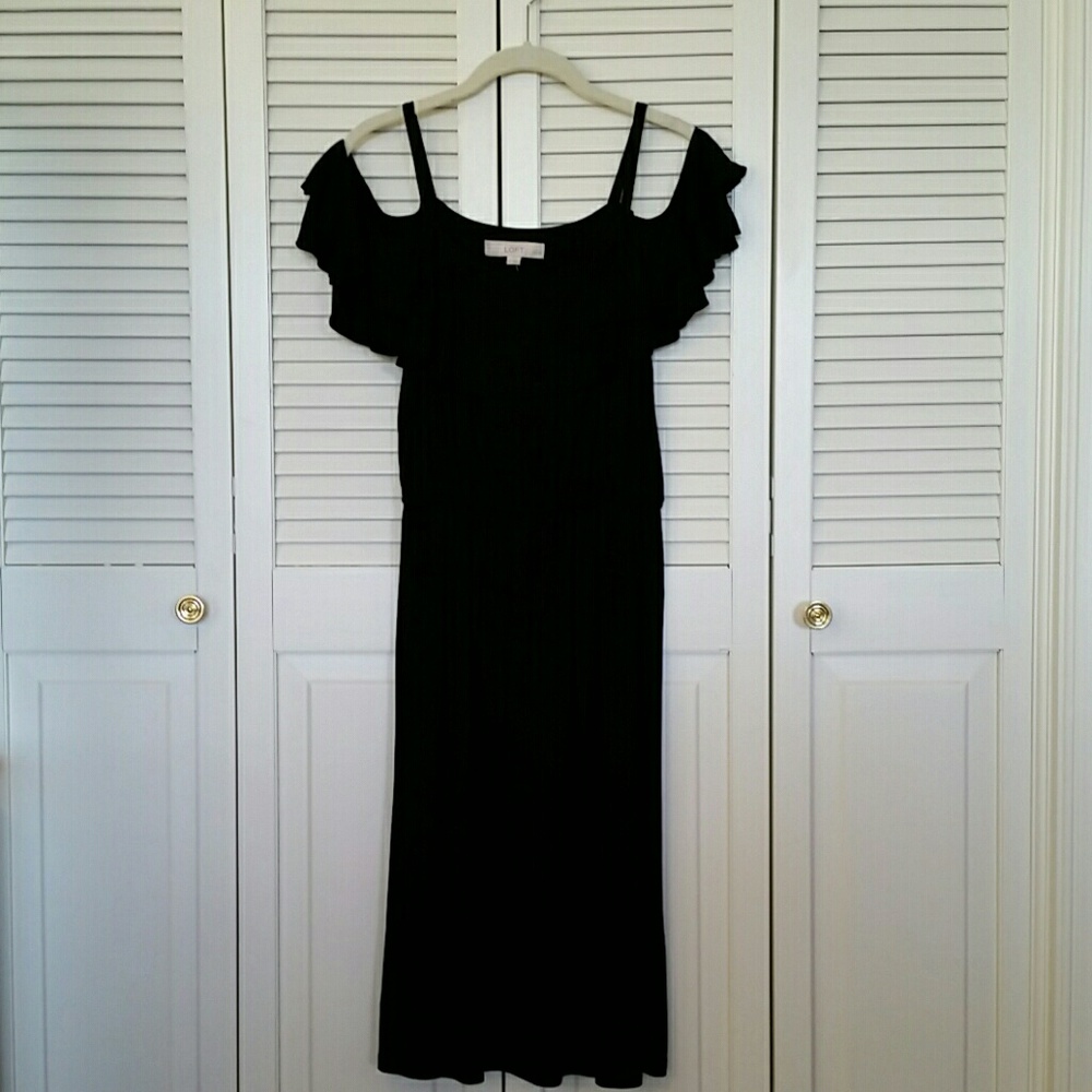 LOFT Ruffle Cold Shoulder Dress - Picture 2 of 7